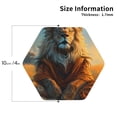 thumbnail image 2 of KLL Drink Coasters Set Hexagon of 4,PU Leather Absorbent Coasters Set Decorative Coffee Cup Coasters Housewarming Gift for Home Decor-Prairie Meditating Lion, 2 of 5