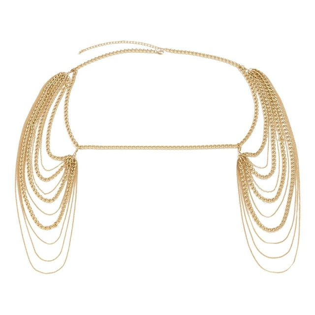 lionlar Épaule Chaîne Collier Robe Accessoire Réglable Multilayer Mode Corps Chaîne Or