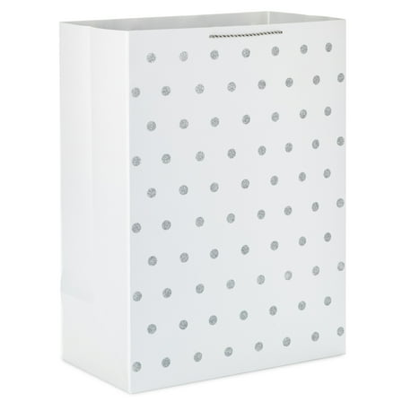 Hallmark Jumbo Gift Bag (White with Silver Glitter Dots)
