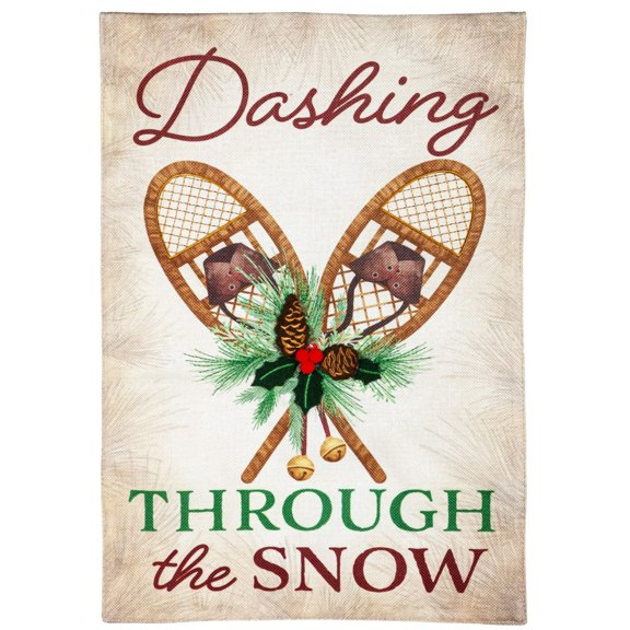 Dashing Through The Snow Christmas Garden Flag 2 Sided Burlap