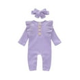 thumbnail image 4 of GYRATEDREAM 2 Pack Newborn Baby Girl One Piece Romper Jumpsuit Solid Ribbed Infant Girl Clothes Onesies Outfits 0-18 Months, 4 of 11