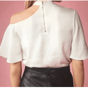 EXPRESS Deconstructed Mock Neck Tee Top Blouse White