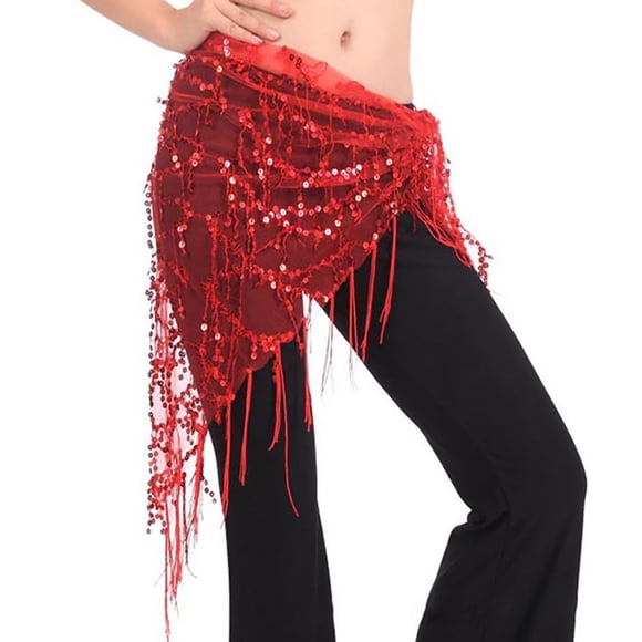 Bangcool Belly Dance Hip Scarf Sequin Short Belly Dance Skirt Tassel Dance Wrap for Women