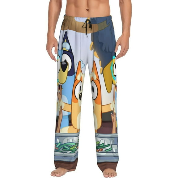 Silaia Bluey Print Mens Pajama Pants,Sleep & Lounge Pants, Men's Pajama Bottoms,PJ Bottoms with Pockets and Drawstring/Elastic Waist-