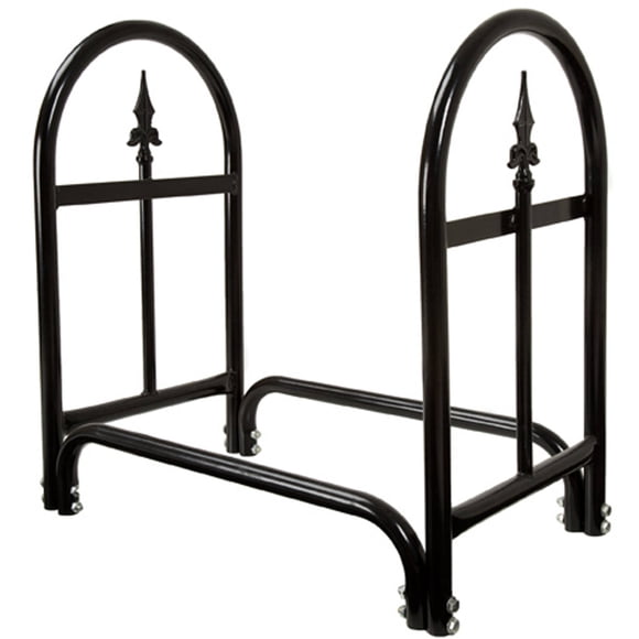 Pure Garden 50-127 Fireplace Log Rack with Finial Design, Black