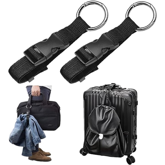2-pack luggage straps for adding a bag - Adjustable suitcase straps Travel accessories - Coat gripper Arm Saver Easy to carry your extra bags (black)