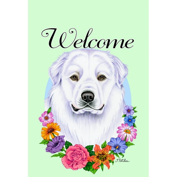 Great Pyrenees - Best of Breed Welcome Flowers Garden Flags
