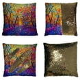 thumbnail image 1 of EREHome Housse de Coussin Peinture à l'Huile Paysage Automne Forêt Feuilles Rouges Vives Ciel Bleu Décoration Maison 16x16 Pouces, 1 of 2