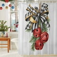 thumbnail image 6 of Christmas Bells Shower Curtains for Bathroom, Black Plaids Butterflies Wooden Ribbons Waterproof Fabric Shower Curtain for Bathroom Bathtub Decoration, Machine Washable, 72"x84", 6 of 9