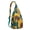 Blue-green-1, variant on Boho Sunflower Sling Backpack – Rustic Country Floral Watercolor Daypack with Vintage Wildflower & Farmhouse Aesthetic, Lightweight Crossbody Bag for Women & Outdoor Lovers