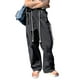 thumbnail image 1 of Pantalones largos holgados para mujer VISgogo, pantalones de pierna recta con cordón elástico de cintura media con rayas laterales de contraste de otoño para mujer VISgogo moda, 1 of 5