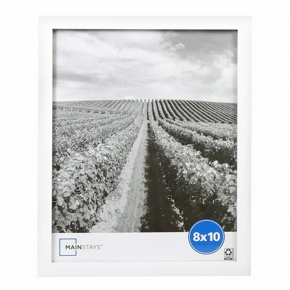 Mainstays 8x10 Picture Frame White Gallery Linear Program Tabletop & Wall Photo Frame