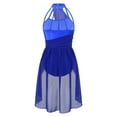 thumbnail image 5 of Hansber Women Adults Sleeveless Mesh Lyrical Leotard Dance Dress Modern Contemporary Cross Back Royal Blue S, 5 of 7