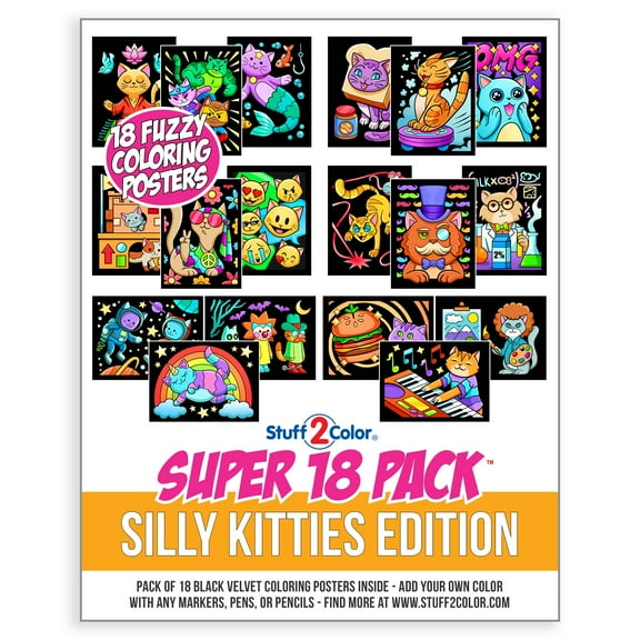 Stuff2Color Silly Kitties Edition 8 x 10 Fuzzy Velvet Coloring Posters