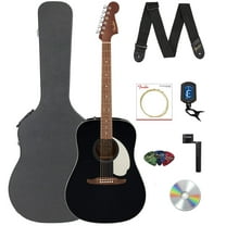Fender California Standard Redondo Acoustic Guitar - Black Bundle with Case, Tuner, Strap, Strings, String Winder, Picks, and Austin Bazaar Instructional DVD