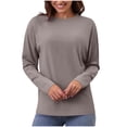 thumbnail image 3 of Sudaderas con capucha bonitas,Blusa informal para mujer, color liso, cuello redondo, manga larga, corte holgado, mezcla de poliéster, para otoño e invierno, sopatenor, 3 of 9