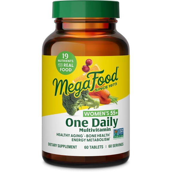 MegaFood Women's 55 Multivitamin - Vitamins A, C, D3 & E - Aging Support - 60 Servings