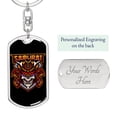 thumbnail image 2 of Samurai Skull Mascot Keychain Dog Tag Stainless Steel or 18k Gold, 2 of 16
