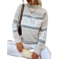 thumbnail image 4 of Women’s Casual Leopard Print Knitted Pullover Sweaters Long Sleeve Crew Neck Jumper Tops, 4 of 6