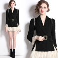 thumbnail image 1 of Ropa de mujer estilo tiro en stock nueva falda francesa traje de dos piezas traje negro cinturón de mujer, 1 of 4