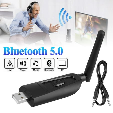 EEEkit Bluetooth Transmitter for TV PC, (3.5mm, Computer USB Digital Audio),Wireless Bluetooth 5.0 Audio Adapter with Antenna for Headphones,USB Power Supply,Supports APT-X LL