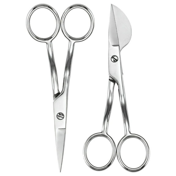 Precision Scissors for Crafting, Professional Sewing Scissors Set, Embroidery Detail Scissors, 2 Pcs, 3CR13 Stainless Steel, Duckbill Scissors for Carpet, Fabric, and Paper Cutting