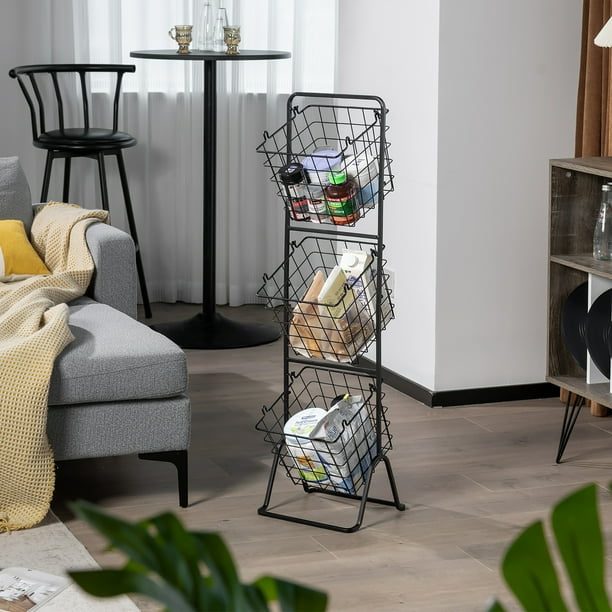Costway 3-Tier Wire Fruit Basket Stand Kitchen Snack Vegetable