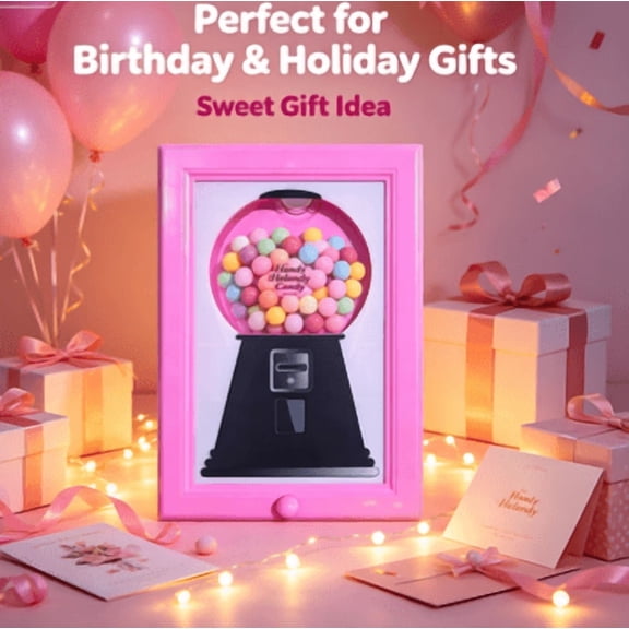 Candy Dispenser Picture Frame, Handy Wall Candy Frame, Wall Mounted Candy Dispenser For Candies, Nuts, Dog & Cat Treats, Suitable for Birthday & Holiday Gifts (Yellow)