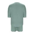 thumbnail image 3 of Women's 2 Piece Lounge Sets Casual 3/4 Sleeve Top and Shorts Pajamas Sleepwear 2025 Summer Matching Outfits, 3 of 5