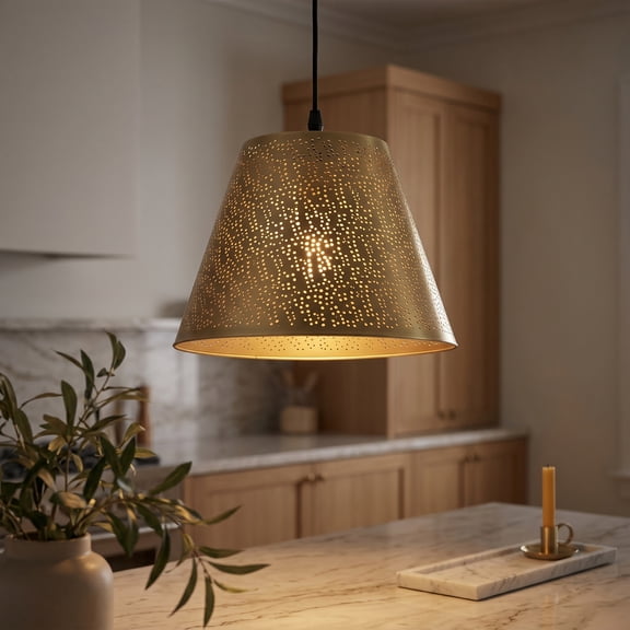 Elk Home 15-Inch Wide Hargen Pendant, Transitional, Antique Brass