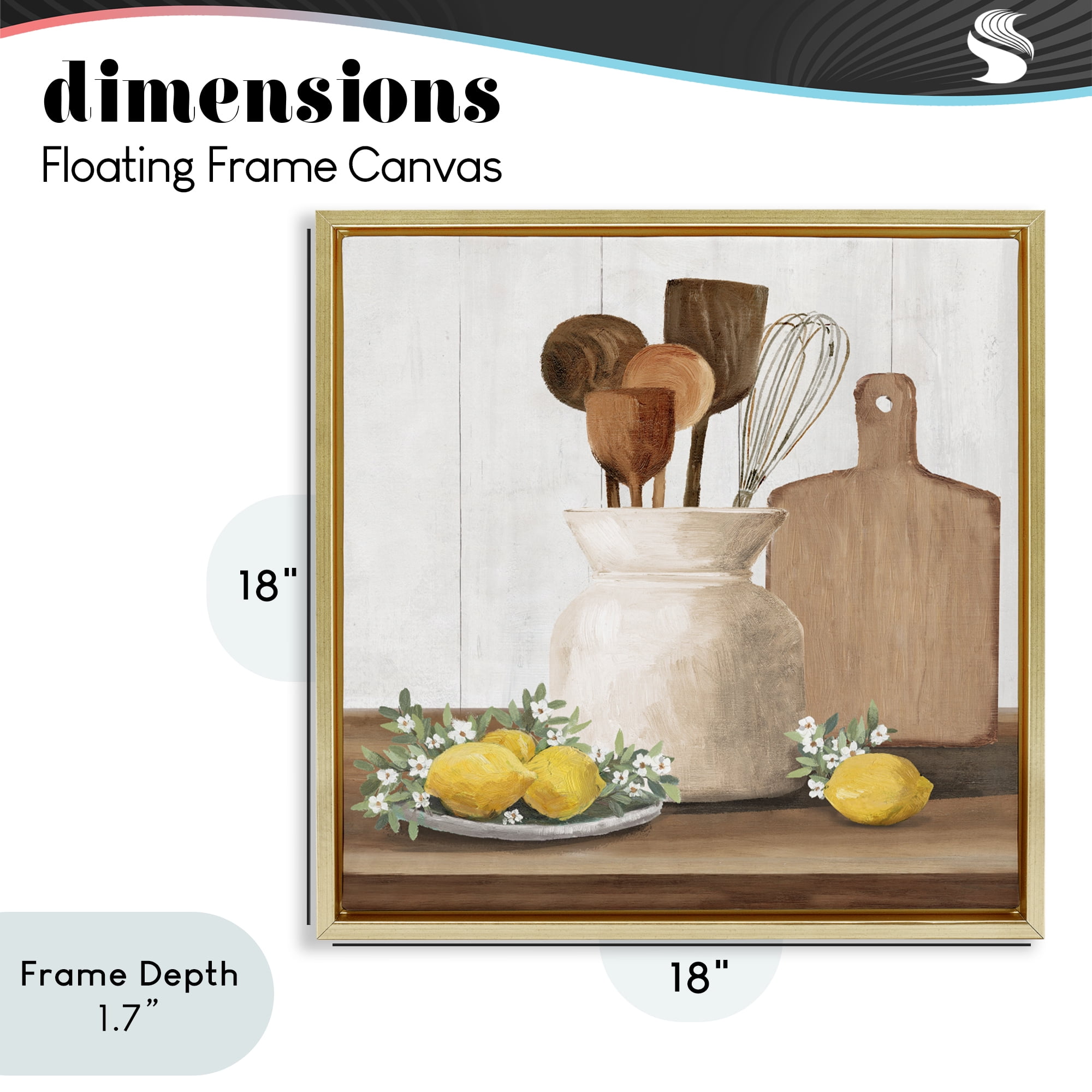 Stupell Industries Country Kitchen & Lemons Gold Framed Floater Canvas Wall Art, design by White Ladder