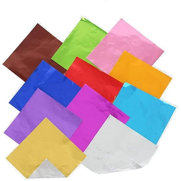 Woeilo 600Pcs Chocolate Candy Wrapping Paper Aluminum Foils Paper Foil Candy Wrappers Chocolate Candy Wrappers Sugar Wraps Square Sweets Wrapping Papers for Birthday Christmas, 3.94" x 3.94"