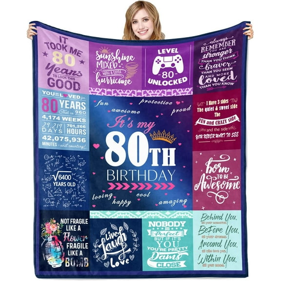 50th Birthday Gifts for Women Blanket 60x50in, 50th Birthday Gifts for Her, 50th Birthday Decorations for Women, 50 Year Old Birthday Gifts for Women Sister Wife Mom Friend Soft Warm Throw Blanket