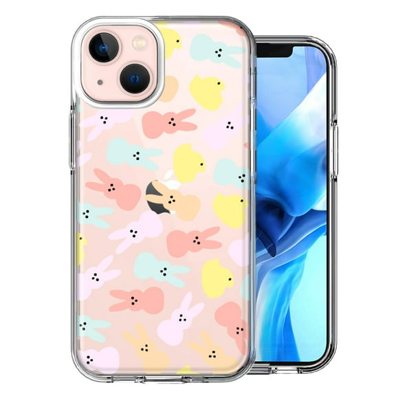 MUNDAZE for Apple iPhone 13 Pastel Easter Polkadots Bunny Chick Candies Double Layer Phone Case Cover