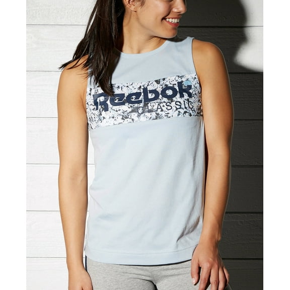 Reebok Womens Seaworn Logo Tank Top,Gab Grey,M