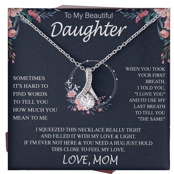 I Love You Daughter Jewelry - From Mom Or Dad - Alluring Necklace Box #45, White Alluring Necklace
