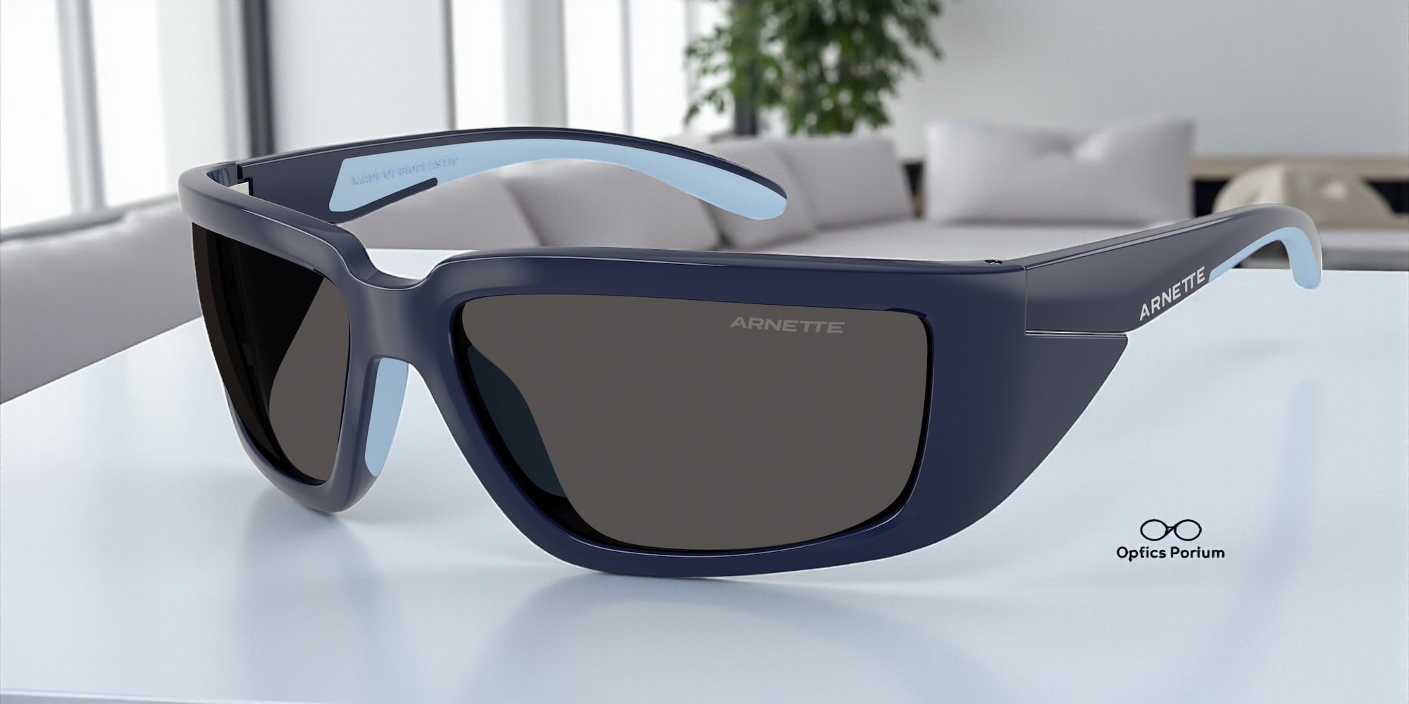 Lacoste Polarized Men's Blue Soft Square Pique Temple Sunglasses