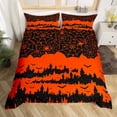 thumbnail image 2 of YST Spider Web Full Bedding Set,Gothic Halloween Decorations Duvet Cover,Red Orange Bats Castle Comforter Cover,Goth Horror Theme Bed Set,Reverse Wildlife Bedspread Cover for Kids Boys Girls, 2 of 6