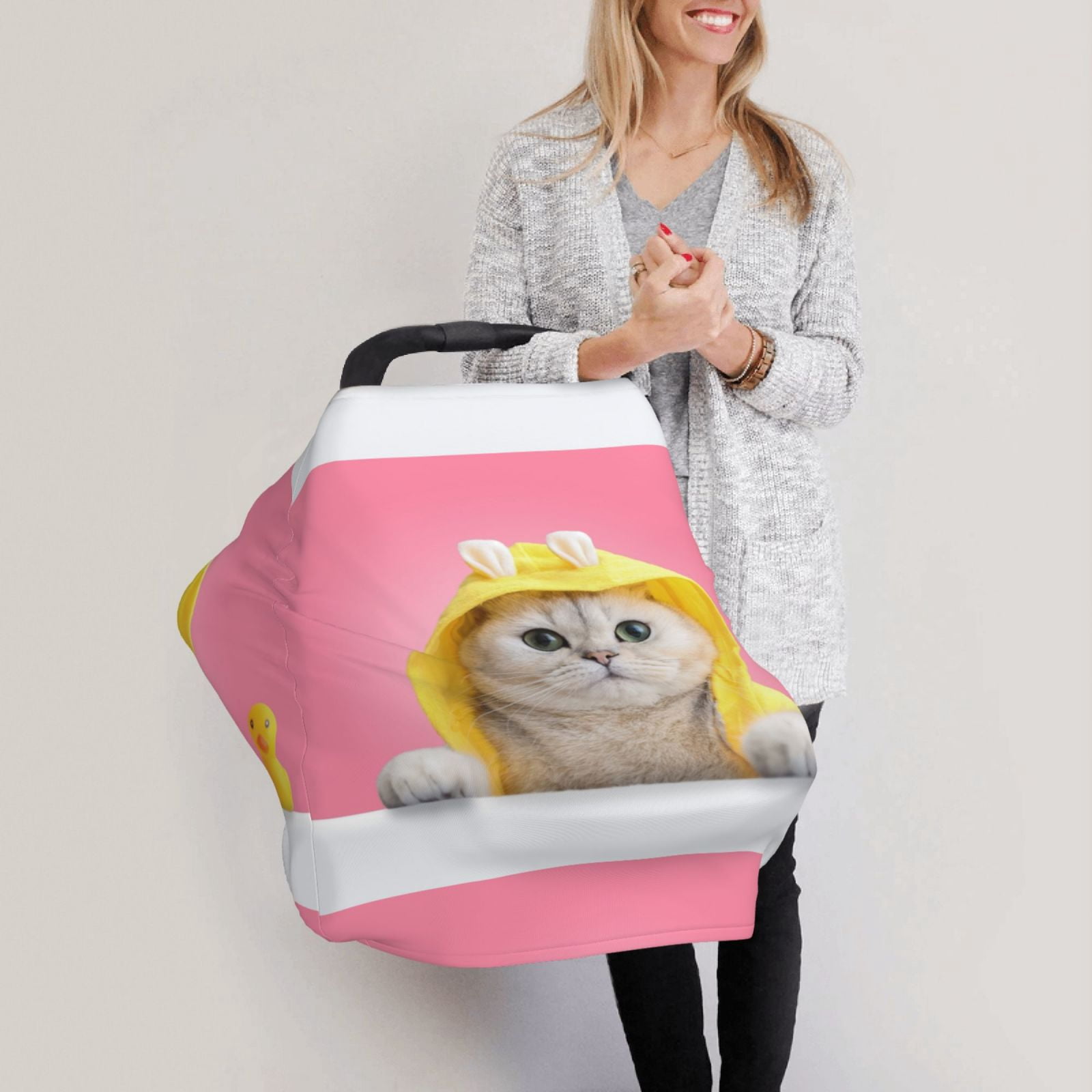 Fotbe A Funny Cat Pattern Car Seat Covers for Babies, Nursing Breastfeeding Cover Infant Carseat Canopy, Soft Stretchy Carrier Cover