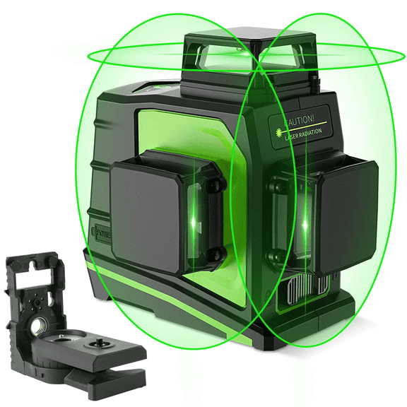 Huepar 3D Self-Leveling Laser Level 3 x 360 Degree Green Beam Cross Line Laser Levels Tool with 360Β° Magnetic Pivoting Base