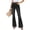 Black, variant on Women High Waisted Flare Jeans Double Button Washed Denim Pants Stretch Slim Fit Retro Bell Bottom Trousers Black M