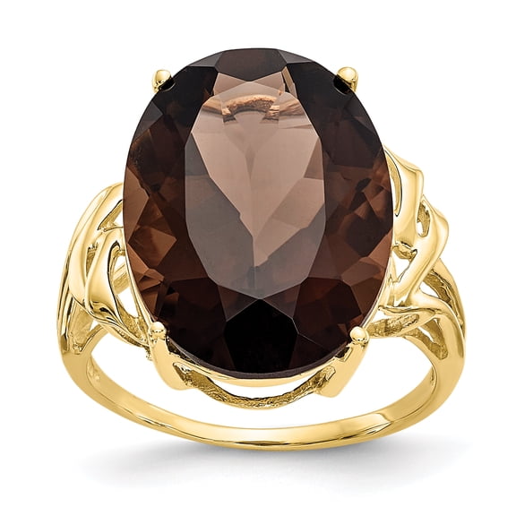 10K Yellow Gold Smoky Quartz Ring Size 6