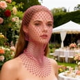 thumbnail image 3 of Visland Fishnet Hat Rhinestones Design Hollow Hooded Hat Breathable Elastic Fishnet Night Club Hat, 3 of 7
