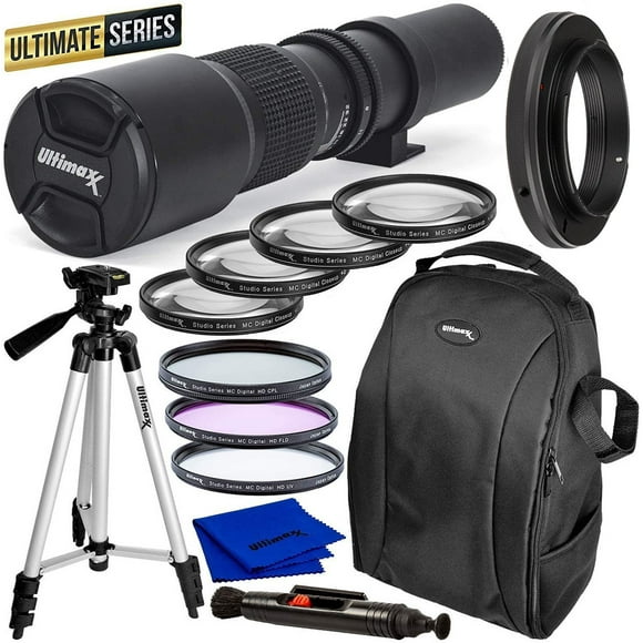 Ultimaxx Pro 500mm f/8 Manual Multi-Coated Preset Telephoto Lens Kit for Canon EOS Rebel T3, T3i, T4i, T5, T5i, T6, T7 T6i, T6s, T7i, SL1, SL2, 60D, 70D, 77D, 80D, 5D III, 5D IV, 6D, 7D, 7D II & More