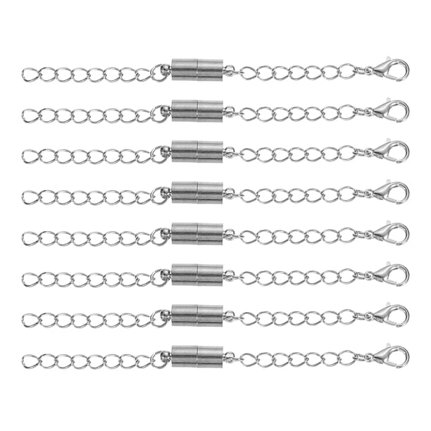 Uxcell Extensor de Collar Magnético de 3.9 Pulgadas Paquete de 8 Broches de Collar Extensores de Cadena para Collares Plateado