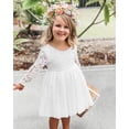 thumbnail image 4 of 2Bunnies Girls' 12M-10Y Paisley Lace Tulle Long Sleeve Knee Flower Girl Dress, 4 of 5