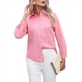 thumbnail image 1 of Camisas de Vestir de Larga con Botones para Mujer, Blusas de Oficina con Cuello Antiarrugas. Rosa XXL, 1 of 9