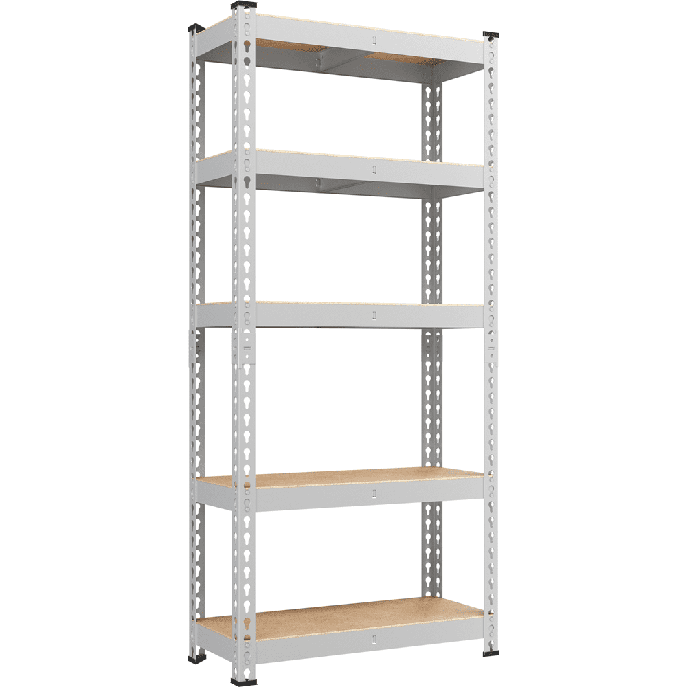 Alden Design 5-Shelf Boltless & Adjustable Steel Storage Shelf Unit, Silver, Holds up to 330 lb Per Shelf