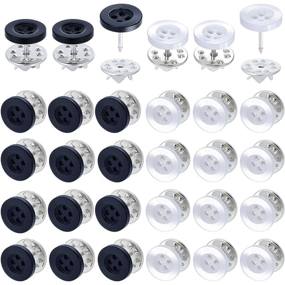 40pcs 2 Colors No Sewing Shirt Buttons 0.49x0.45inch 4-Hole Reusable and Removable for Clothes No-Seam Buttons