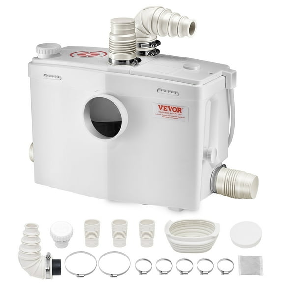 VEVOR Pompe de Macerator 1200W Débit 48 GPM Pompe de Levage de Tête 33 Pieds pour Toilette sous-Sol Évier
